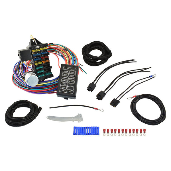 Kit Faisceau Électrique 14 Circuits Pour Hot Rods & Rat Rods - Connexions Fiables Avec Fusibles Pour Véhicules Personnalisés