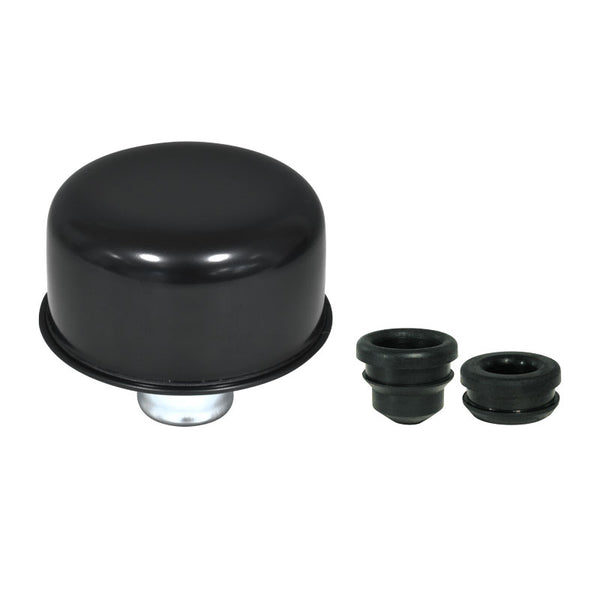 383 Stroker Valve Cover Breather Set | Chrome With Black Grommets (Performance)