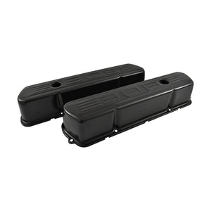 308 Logo Holden V8 Black Steel Valve Rocker Covers Tall Design Pair