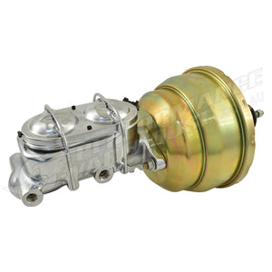 Universal 1-1/8" Bore Chrome GM Style Master Cylinder & 8" Zinc Dual Brake Booster