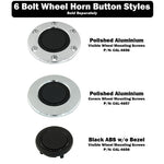 15" Aluminium 6 Bolt Steering Wheel Black Leather Full-Wrap Spokes w/Holes