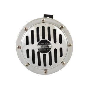 Round Disc Car Horn, High Frequency, 1950's Bosch Style, 12V, Chrome