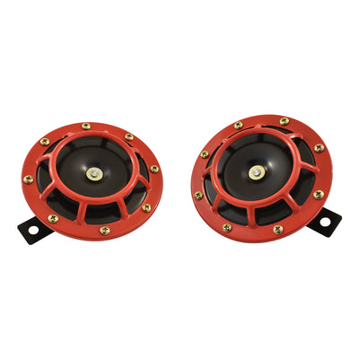Dual Disc High Low Frequency Horn Set, Supertone Style, 12V, Red