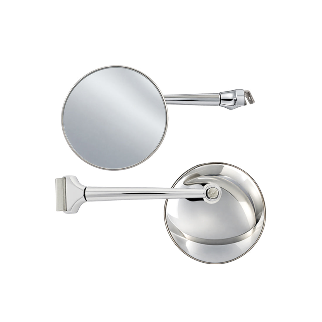 Rodder Peep Mirror 4" Round Straight Arm Polished Stainless Steel, Hot Rod