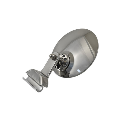 Classic Exterior Round Overtaker Mirror Clamp-On, Polished Stainless Steel