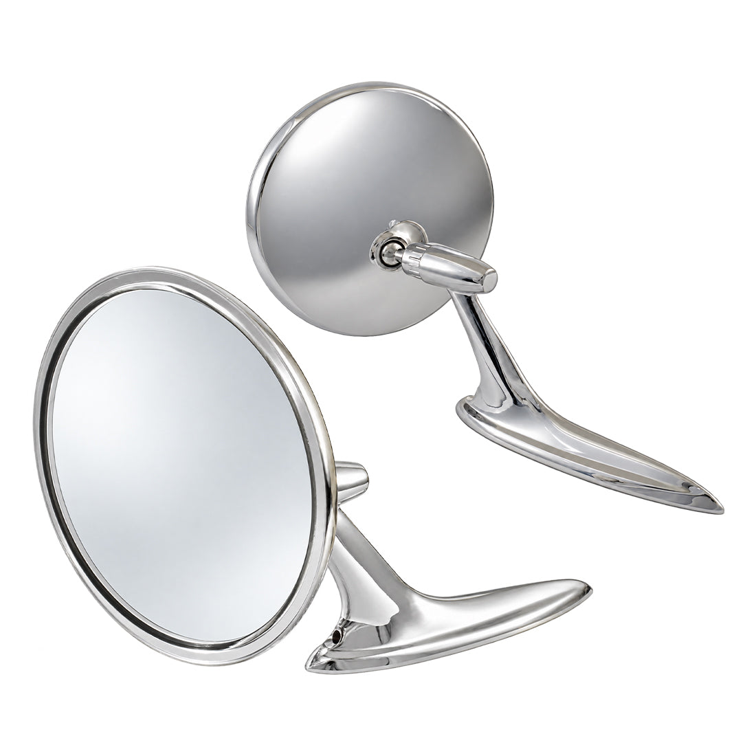 Exterior Mirror Set, Bel-Air Turbine Round Head, Chrome Plated Zinc - Pair