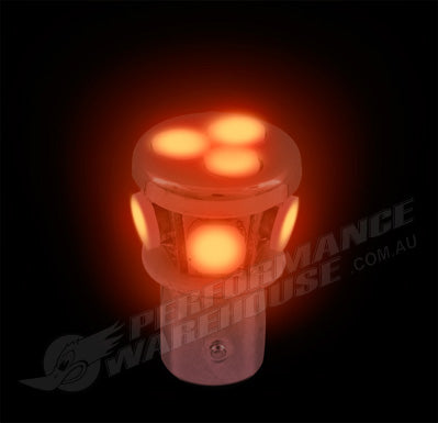 2 x High Powered 8LED Bayonet Red Turn Signal 12 Volt 1157 Offset Post