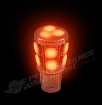 2 x High Powered 13LED Bayonet Red Turn Signal 12 Volt 1157 Offset Post
