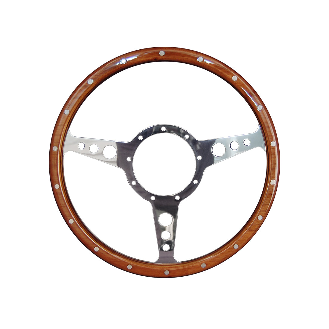 Classic 3 Spoke Flat 13" Wood Rim Steering Wheel 9 Bolt MG Street Rod Custom
