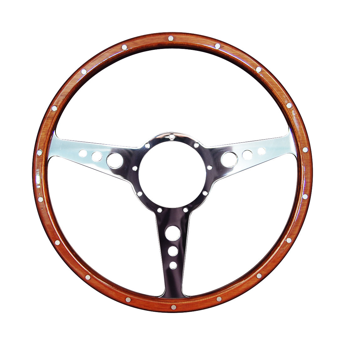 Classic 3 Spoke Flat 15" Wood Rim Steering Wheel 9 Bolt MG Street Rod Custom