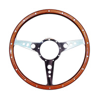 Classic 3 Spoke Flat 15" Wood Rim Steering Wheel 9 Bolt MG Street Rod Custom