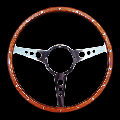 15" Flat Wood Rim Steering Wheel 9 Bolt & Billet Adaptor Volkswagen VW 1200-1600