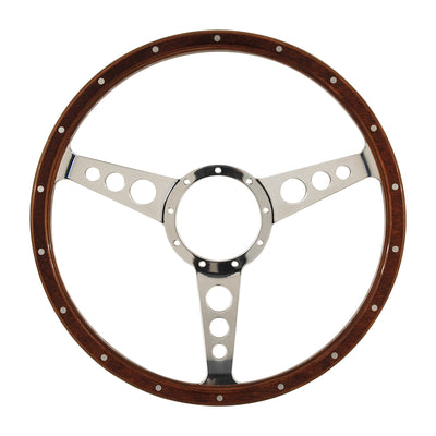Classic 3 Spoke 2" Dish 15" Wood Rim Steering Wheel 9 Bolt MG Street Rod Custom