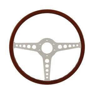 Classic 3 Spoke 15 Inch Wood Rim Steering Wheel suits Jaguar E-Type XKE