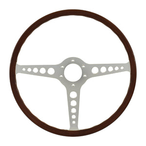 Classic 3 Spoke 16 Inch Wood Rim Steering Wheel suits Jaguar E-Type XKE