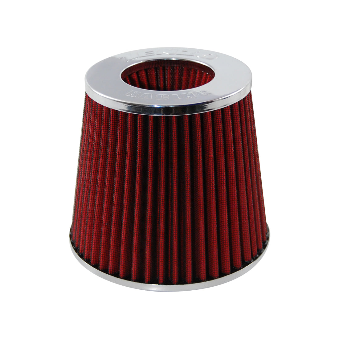 Zenzo Racing 3 Inch 77mm Performance Pod Air Filter Chrome Top Red Filter
