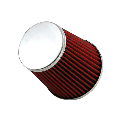 Zenzo Racing 3 Inch 77mm Cobra Air Filter Chrome Top Red Filter