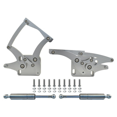 Ford Mustang 1964-66 Bonnet Hinge Kit, Silver Billet Aluminium