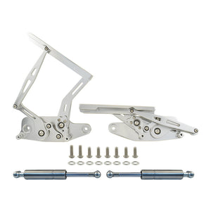 Ford Falcon XR XT XW XY Bonnet Hinge Kit, Silver Billet Aluminium