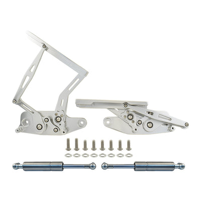 Ford Falcon XR XT XW XY Bonnet Hinge Kit, Silver Billet Aluminium