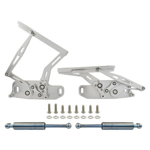Holden HQ HJ HX HZ WB Bonnet Hinge Kit, Silver Billet Aluminium