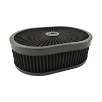 Extreme Air Cleaner Oval Assembly 11-3/8" x 3" Black Filter