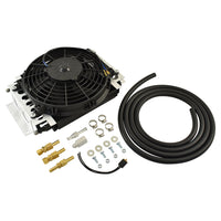 Universal Remote Oil Cooler Kit, Tube & Fin, 16 Pass with 10" Fan, 6AN