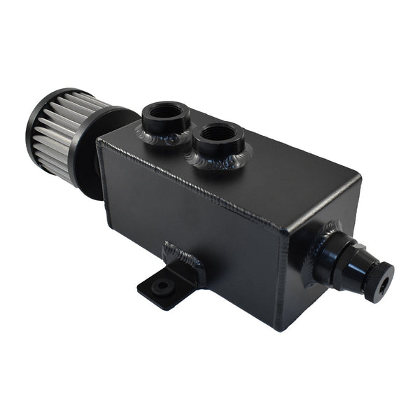 Black Aluminium 1 Litre Rectangular Oil Catch Tank Can with Breather ...