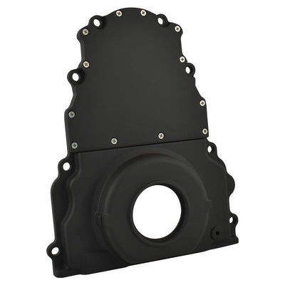 GM LS Timing Cover W/O Cam Sensor Hole - Black Aluminium, Holden, Chev