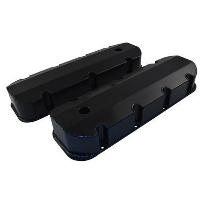 Fabricated Aluminium BB Chev 396 427 454 Valve Covers, Short Bolt Style, Black