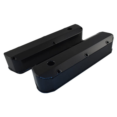 Fabricated Black Aluminium SB Ford Tall Valve Covers, Long Bolt Style, w/Holes