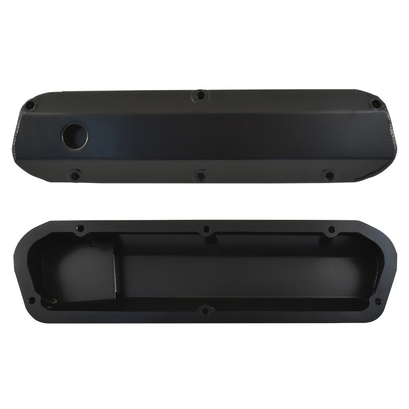 Fabricated Black Aluminium SB Ford Tall Valve Covers, Long Bolt Style, w/Holes