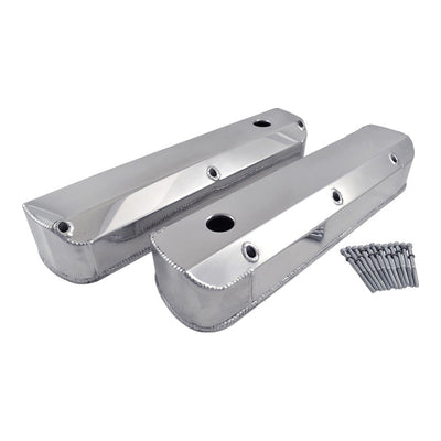 Fabricated Aluminium SB Ford Tall Valve Covers, Long Bolt Style, W/Holes