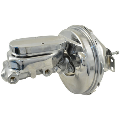 Universal 1" Bore Finned Top Master Cylinder & 9" Chrome Single Brake Booster