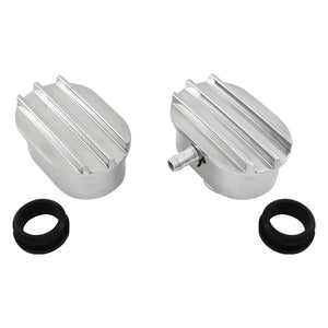 Polished Nostalgic Finned Aluminium Push-In Valve Cover Breather Set