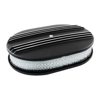Oval Air Cleaner Kit Half Finned Black Billet Aluminium