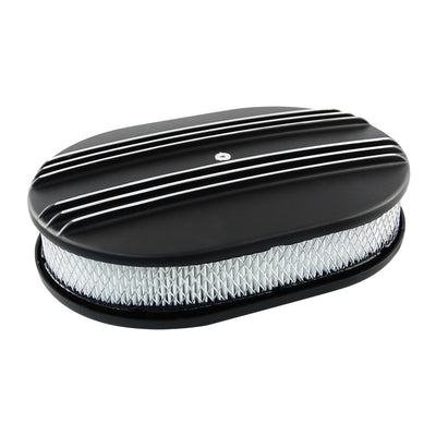 Oval Air Cleaner Kit Half Finned Black Billet Aluminium