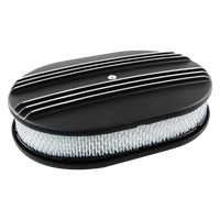 Oval Air Cleaner Kit Half Finned Black Billet Aluminium
