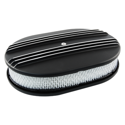 Oval Air Cleaner Kit Half Finned Black Billet Aluminium