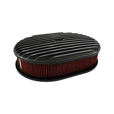 Cal Custom Oval Air Cleaner Kit Full Finned Black