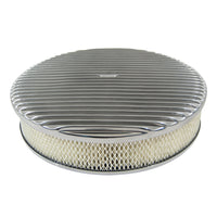 14" Round Air Cleaner Assembly and Filter Element - Full Finned Polished Aluminium