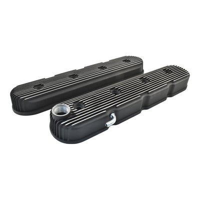 Black Finned Cast Aluminium GM LS Valve Covers w/o Coil Mounts