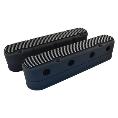 Black Finned Cast Aluminium GM LS 2-Piece Finned Top Valve Covers