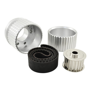 SB Chevy SBC 350 Long Water Pump LWP Gilmer Drive Kit - Silver Billet Aluminium w/Belt
