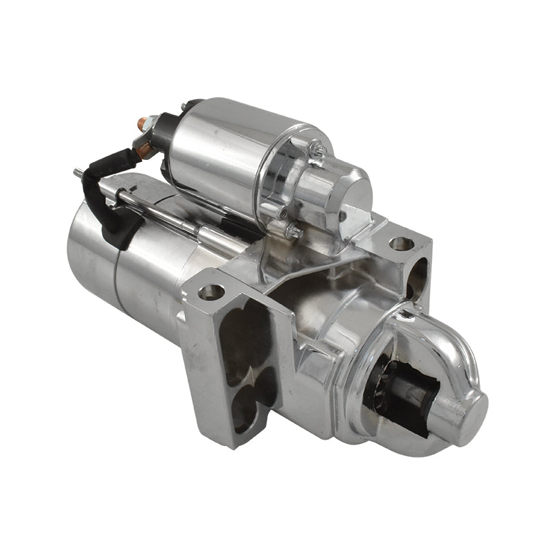 SBC BBC Delco Style Staggered Mount 3HP Hi-Torque Starter Motor, Chrome