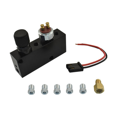 Adjustable Brake Proportioning Valve & Distribution Block w/Switch Blk