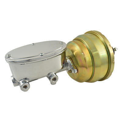 Universal Wilwood Style Chrome Master Cylinder & 8" Zinc Dual Brake Booster