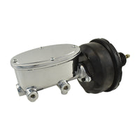 Universal Wilwood Style Chrome Master Cylinder & 7" Black Single Brake Booster