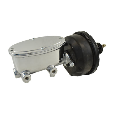 Universal Wilwood Style Chrome Master Cylinder & 7" Black Single Brake Booster