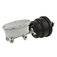 Universal Wilwood Style Chrome Master Cylinder & 7" Black Dual Brake Booster